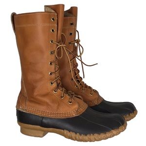 LL Bean VINTAGE Duck Boots Lace Up Tall Rain Boots